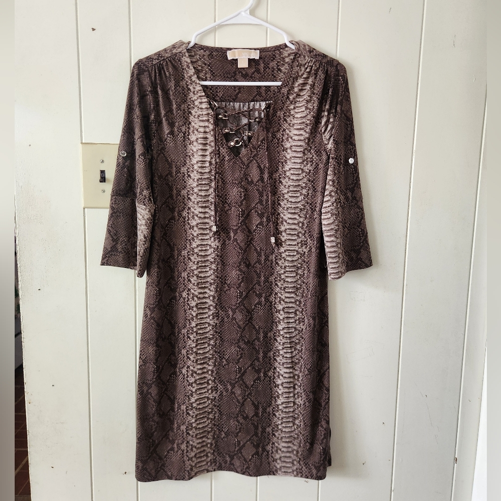MICHAEL Michael Kors Quarter Sleeve Snake Print Dress Size S